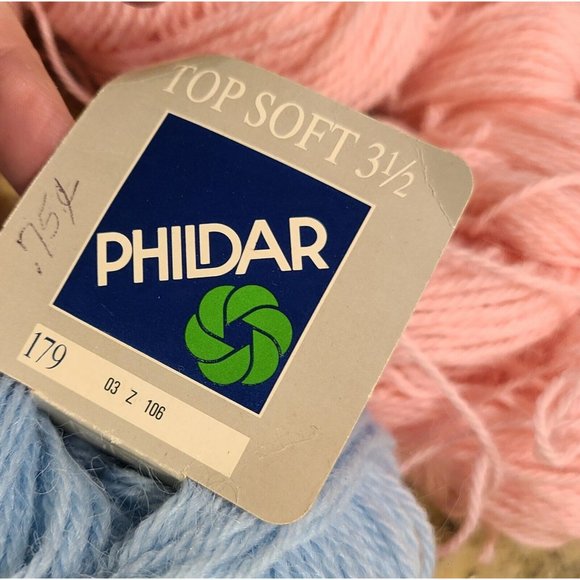 Phildar Top Soft 3 1/2  Wool Blend 10 Skeins 50 Gr Baby Blue Pink Yellow.  Red - Picture 4 of 9
